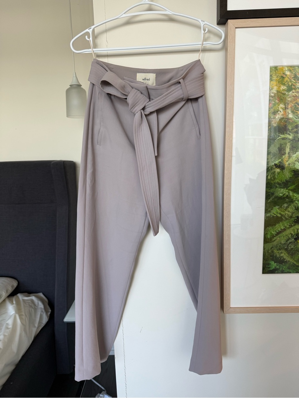 Wide-Leg Paperbag Waist Pants with Tie Belt - Taupe